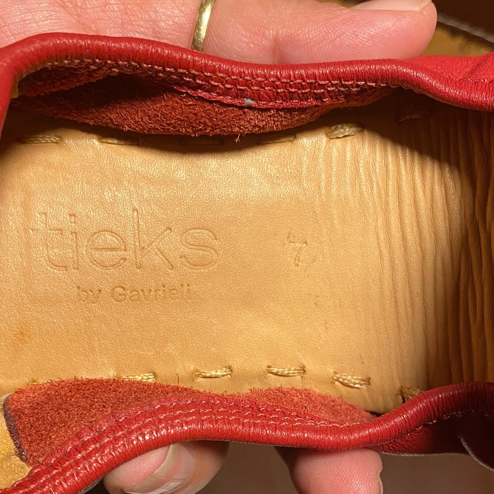 Tieks Vibrant Red Slippers with Teal Detail - Picture 5 of 5